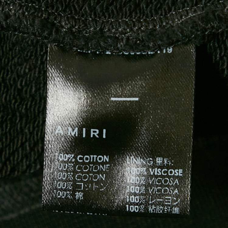 Pre Owned Amiri Black Logo Embroidered Cotton Knit Hoodie S