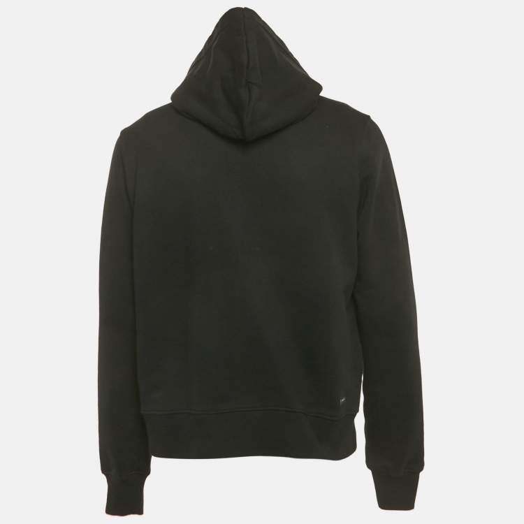 Pre Owned Amiri Black Logo Embroidered Cotton Knit Hoodie S