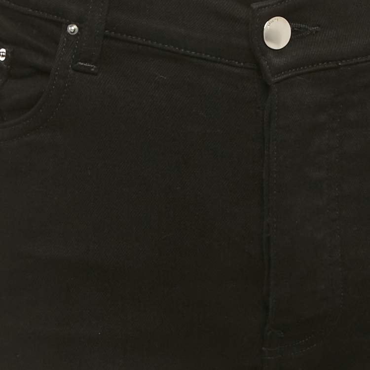 Pre Owned Amiri Black Stripe Log Applique Denim Skinny Fit Jeans M Waist 30"