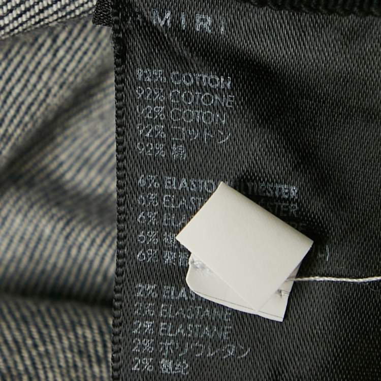 Pre Owned Amiri Grey Denim Distressed Patch Jeans M Waist 32" 