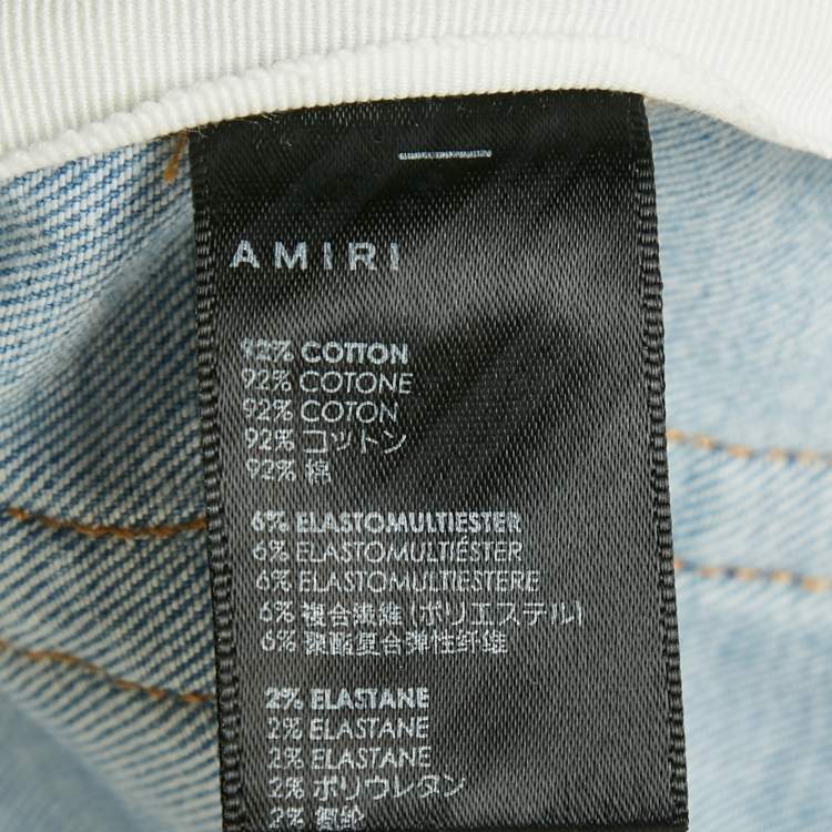 Pre Owned Amiri Blue Denim Crystal Thrasher Distressed Jeans M Waist 31"   