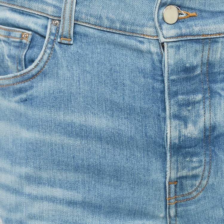 Pre Owned Amiri Blue Denim Crystal Thrasher Distressed Jeans M Waist 31"   