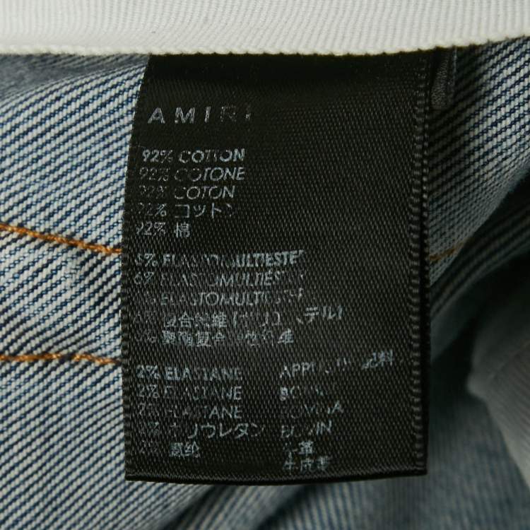 Pre Owned Amiri Blue Washed Denim Distressed Skinny Jeans M Waist 32"