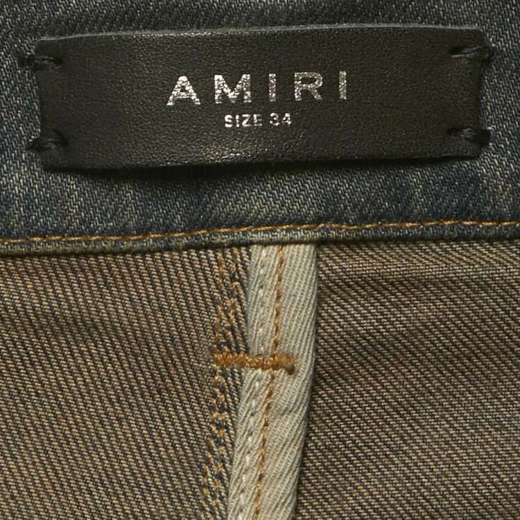 Pre Owned Amiri Blue Distressed Denim Jeans L Waist 35"   