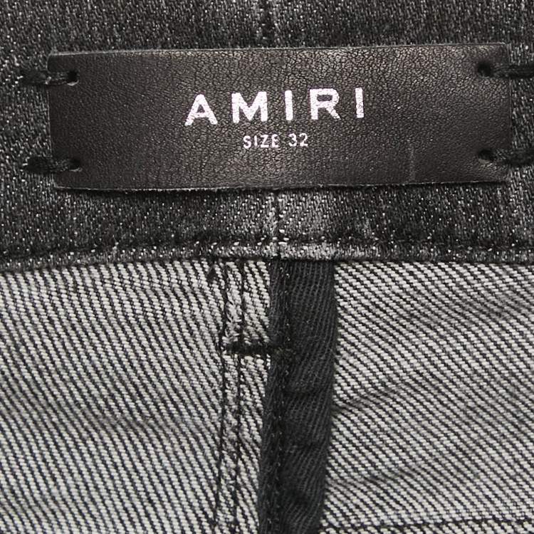 Pre Owned Amiri Grey Washed Denim Skinny Jeans M Waist 32"