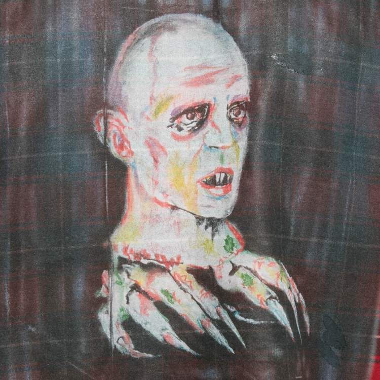 Pre Owned Amiri X Wes Lang Red Check Print Flannel "Blood '38" Graphic Shirt M