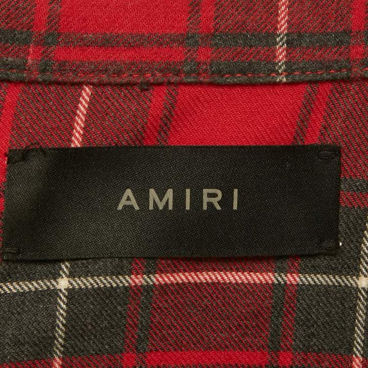 Pre Owned Amiri X Wes Lang Red Check Print Flannel "Blood '38" Graphic Shirt M