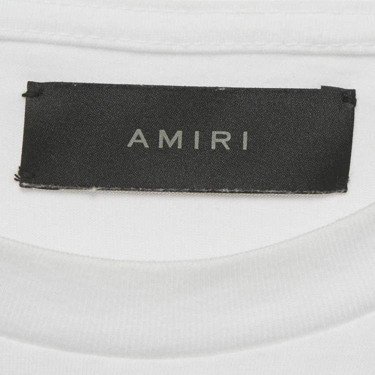 Pre Owned Amiri White Paint Drip Cotton Knit T-Shirt M