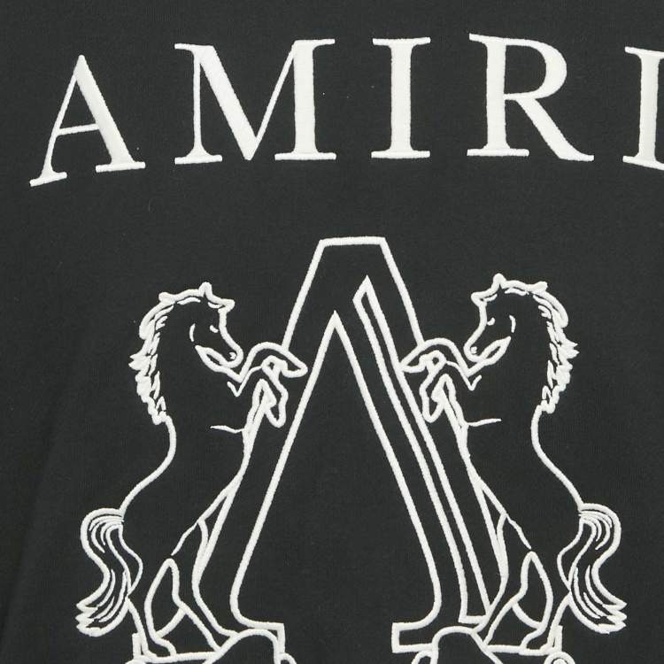 Pre Owned Amiri Black Passport Embroidered Cotton Knit Sweatshirt S