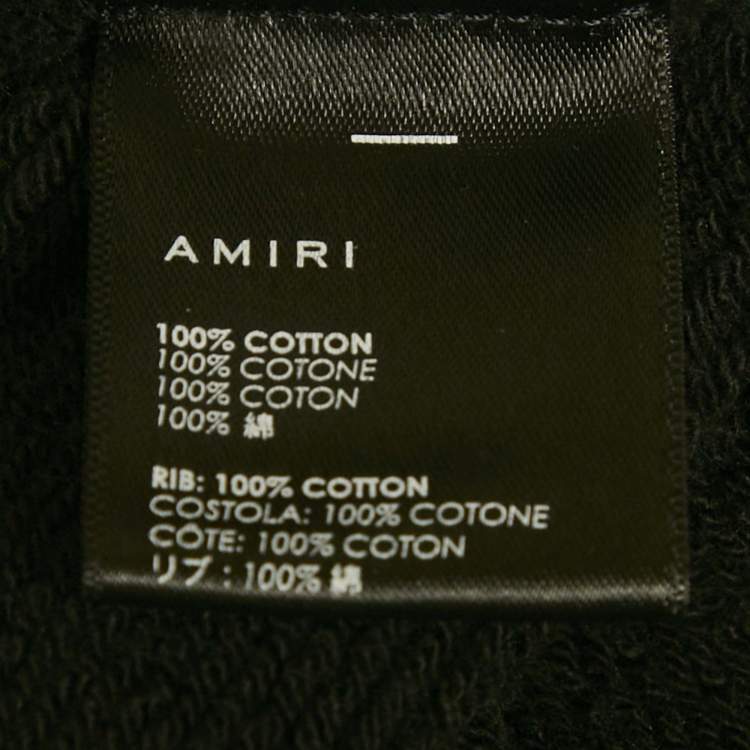 Pre Owned Amiri Black Passport Embroidered Cotton Knit Sweatshirt S