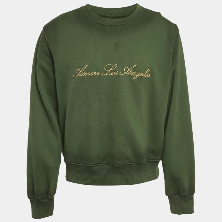 Pre Owned Amiri Green Logo Embroidered Cotton Knit Sweatshirt M