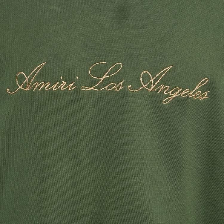 Pre Owned Amiri Green Logo Embroidered Cotton Knit Sweatshirt M