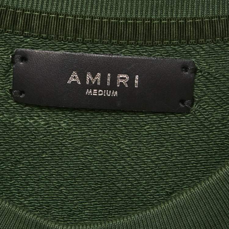 Pre Owned Amiri Green Logo Embroidered Cotton Knit Sweatshirt M