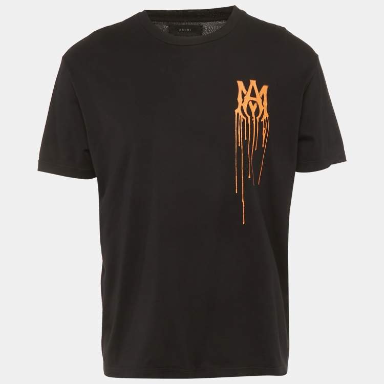 Pre Owned Amiri Black Logo Paint Drip Jersey T-Shirt S