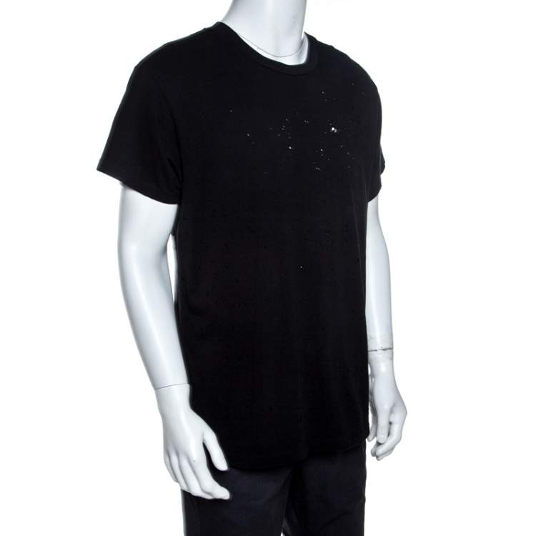 مملوكة مسبقًا Amiri Black Cotton Rib Knit Shotgun T-Shirt M