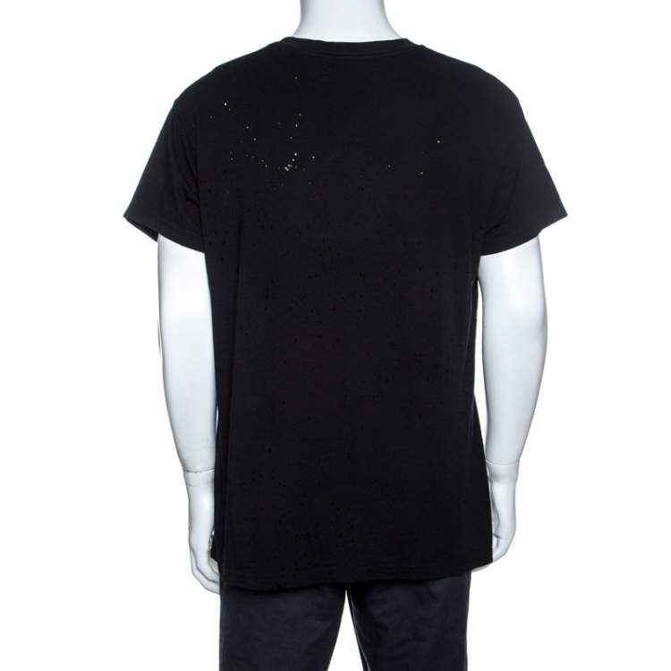 مملوكة مسبقًا Amiri Black Cotton Rib Knit Shotgun T-Shirt M