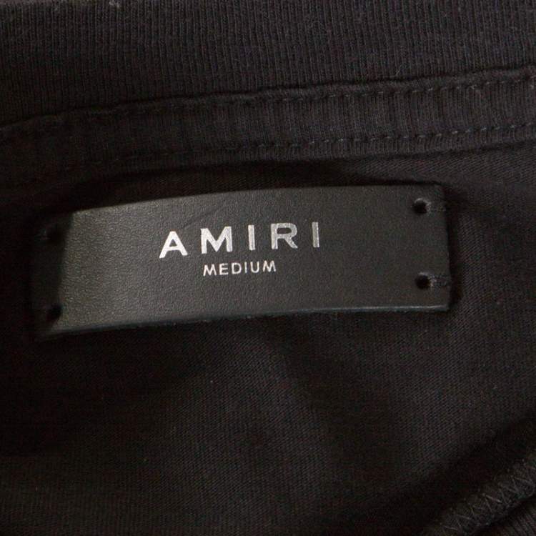 مملوكة مسبقًا Amiri Black Cotton Rib Knit Shotgun T-Shirt M