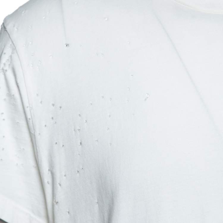 Pre Owned Amiri Off White Cotton Rib Knit Shotgun T-Shirt M