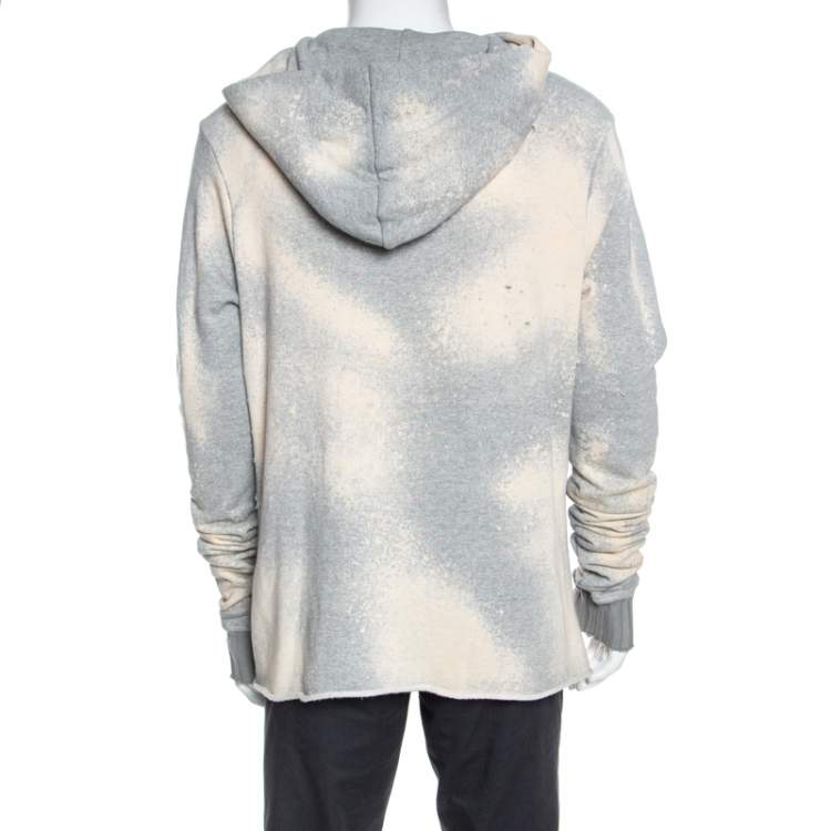 Pre Owned Amiri Grey Knit Dyed Effect Distressed Shotgun Hooded Sweatshirt M