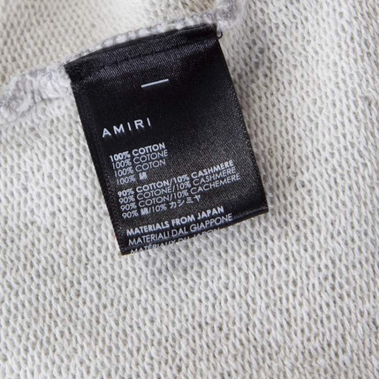 Pre Owned Amiri Grey Cotton Rib Knit Cuff Detail Hooded Sweatshirt M