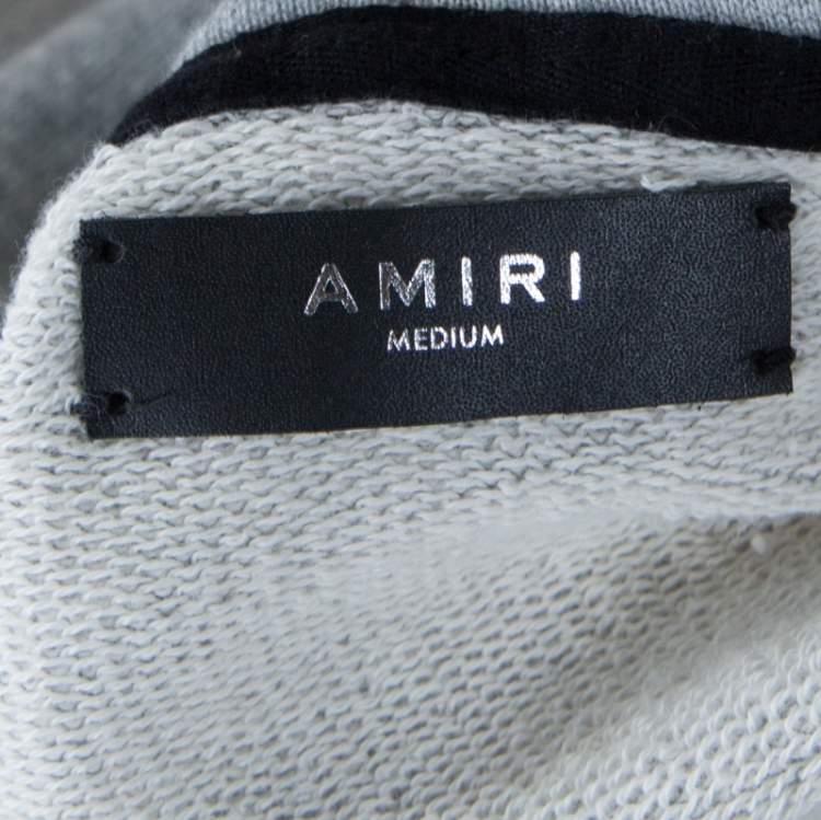 Pre Owned Amiri Grey Cotton Rib Knit Cuff Detail Hooded Sweatshirt M