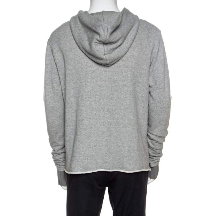 Pre Owned Amiri Grey Cotton Rib Knit Cuff Detail Hooded Sweatshirt M