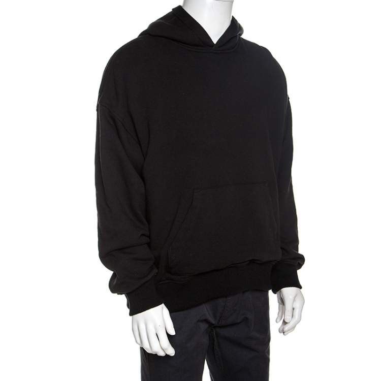 Pre Owned Amiri Black Silk & Cotton Knit Reversible Oversized Hooded Sweatshirt M