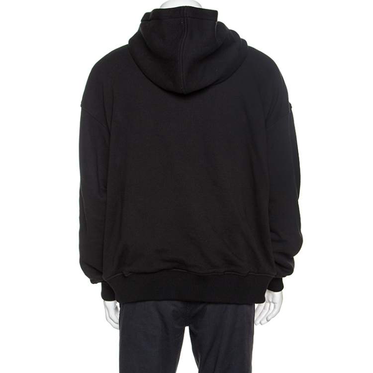 Pre Owned Amiri Black Silk & Cotton Knit Reversible Oversized Hooded Sweatshirt M