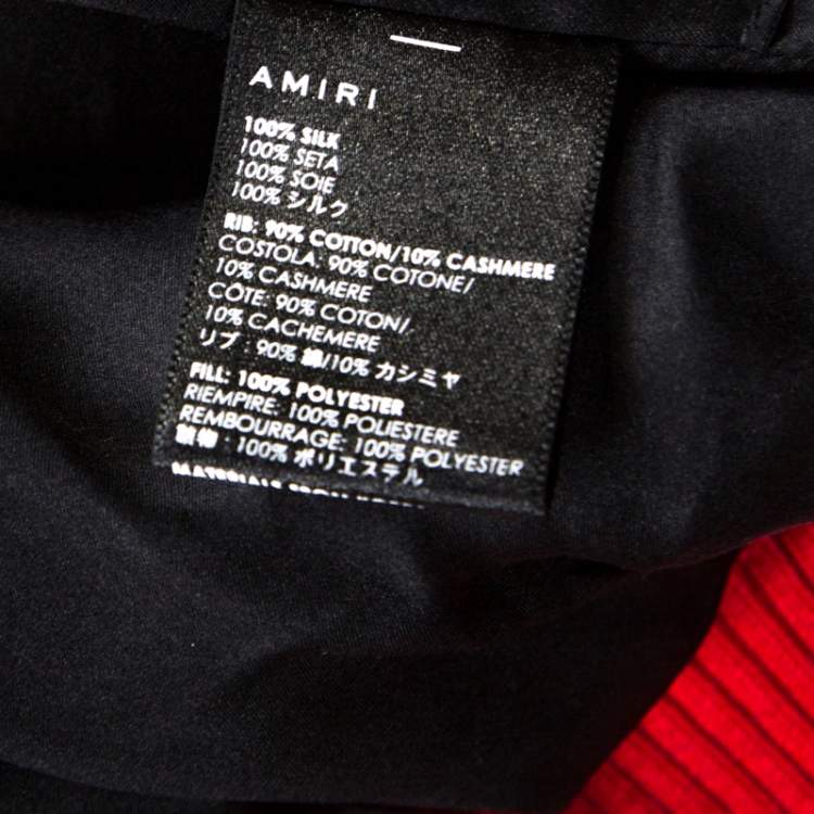 Pre Owned Amiri Red Silk Rib Knit Trimmed Bomber Jacket XL