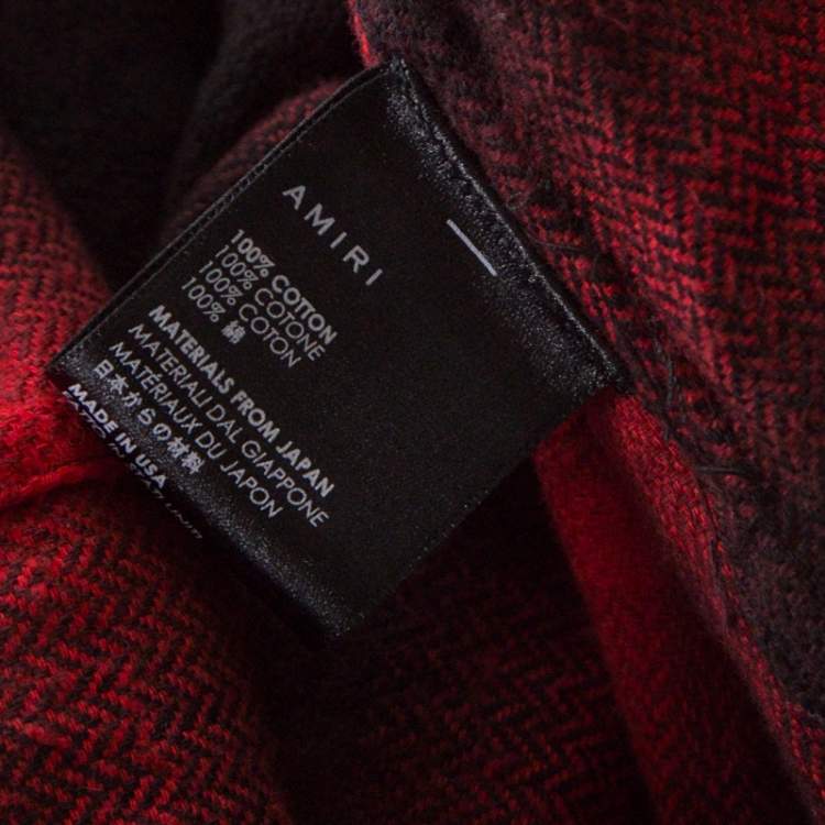 Pre Owned Amiri Bicolor Highlight Plaid Flannel Raw Edged Shirt XL