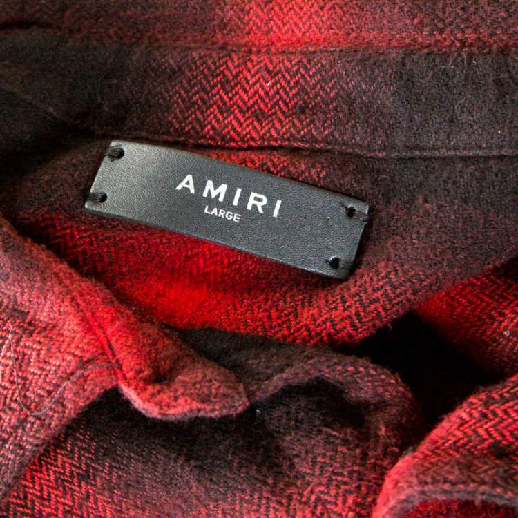 Pre Owned Amiri Bicolor Highlight Plaid Flannel Raw Edged Shirt XL