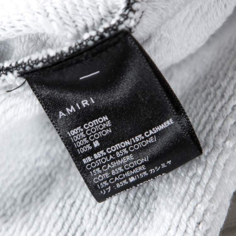Pre Owned Amiri Monochrome Checked Cotton Jersey Hoodie L