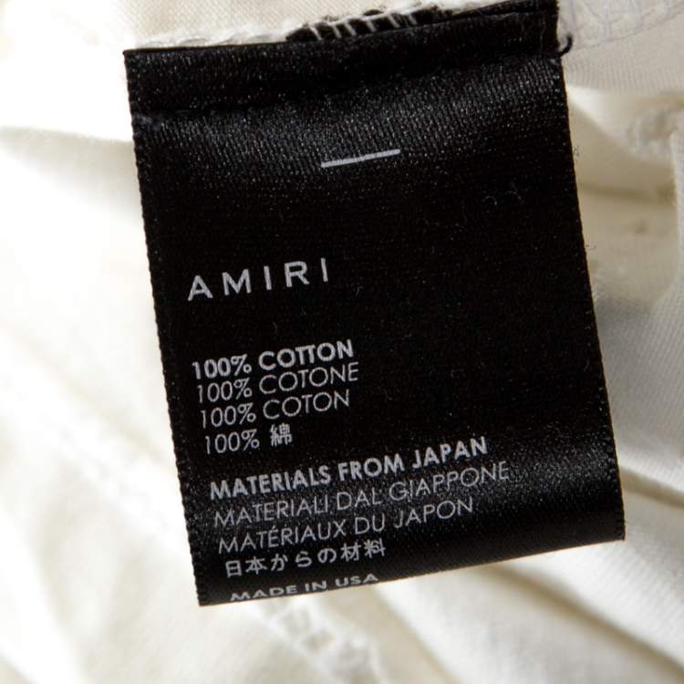 مملوكة مسبقًا Amiri Off White Distressed Cotton Shotgun T-Shirt M