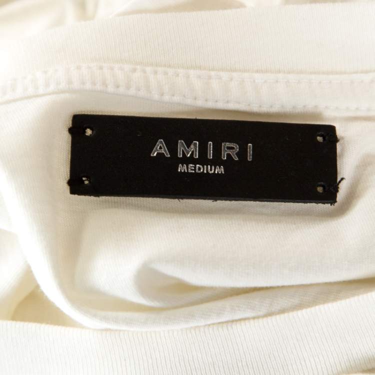 مملوكة مسبقًا Amiri Off White Distressed Cotton Shotgun T-Shirt M