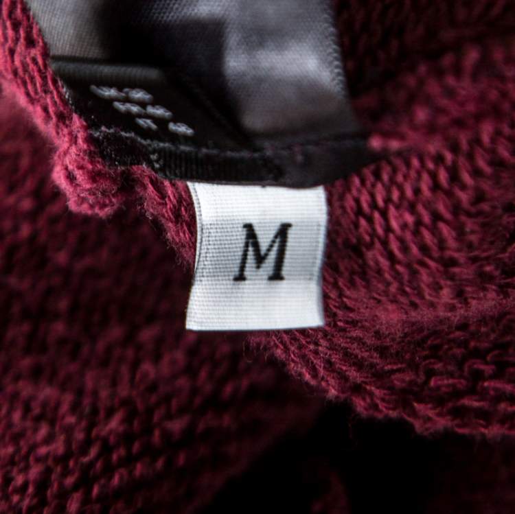 Pre Owned Amiri Burgundy Knit Distressed Shotgun Hooded Sweatshirt M
