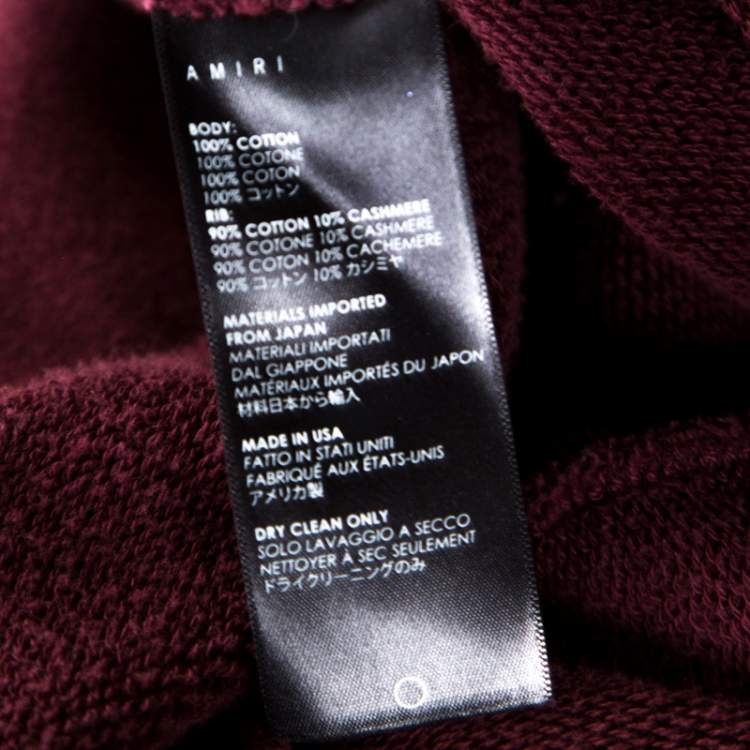 Pre Owned Amiri Burgundy Knit Distressed Shotgun Hooded Sweatshirt M