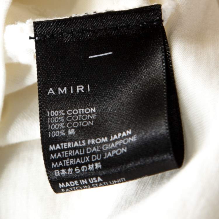 Pre Owned Amiri Off White Cotton Distressed Shotgun Crew Neck T-Shirt M
