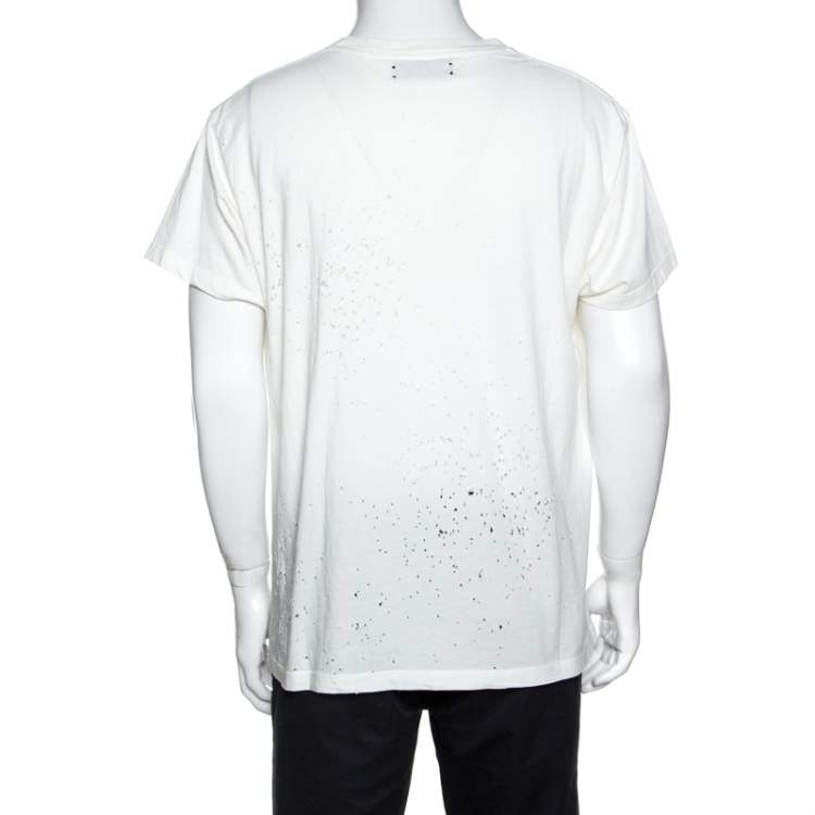 Pre Owned Amiri Off White Distressed Cotton Shotgun T-Shirt M