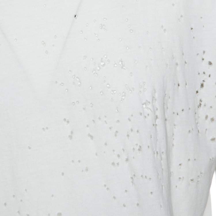 Pre Owned Amiri Off White Distressed Cotton Shotgun T-Shirt M