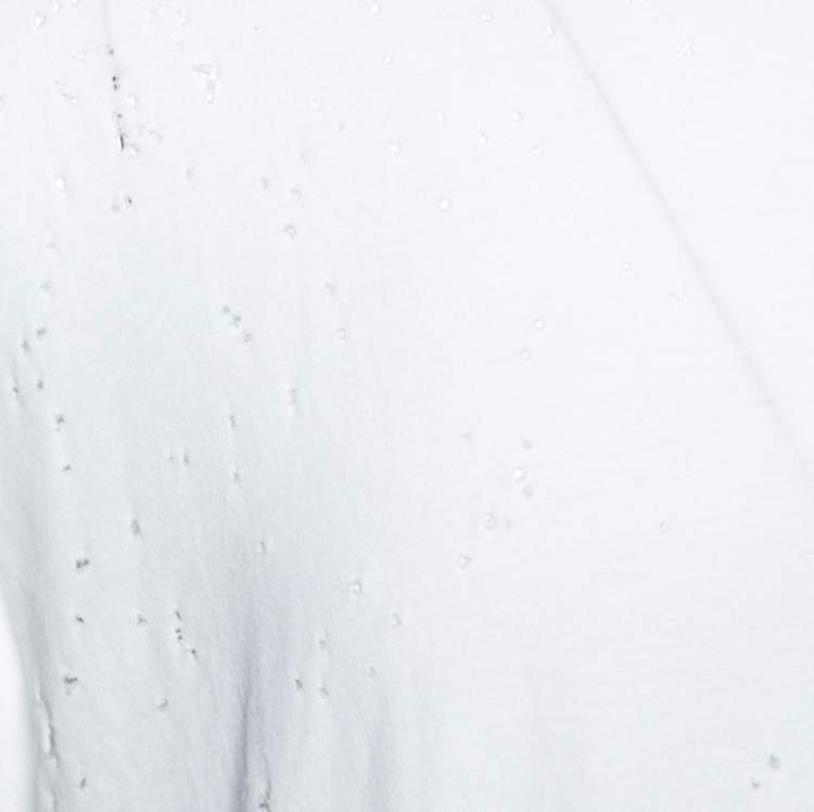 Pre Owned Amiri White Distressed Cotton Shotgun T-Shirt M