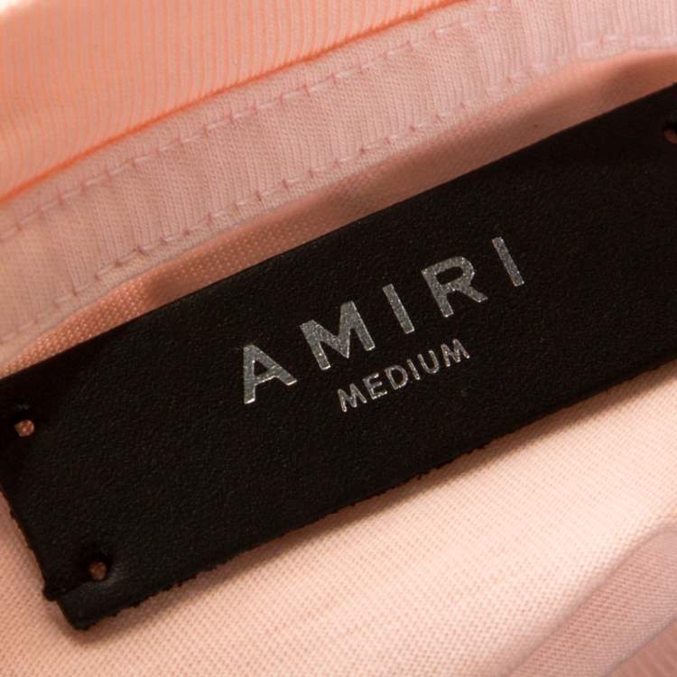 مملوكة مسبقًا Amiri Pale Pink Distressed Cotton Shotgun T-Shirt M