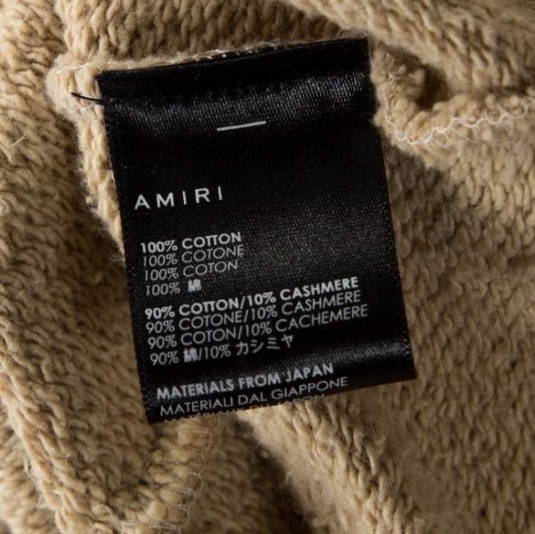 Pre Owned Amiri Beige Knit Raw Edged Detail Hooded Sweatshirt M
