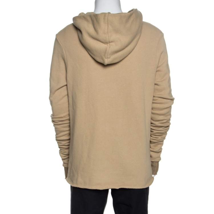 Pre Owned Amiri Beige Knit Raw Edged Detail Hooded Sweatshirt M