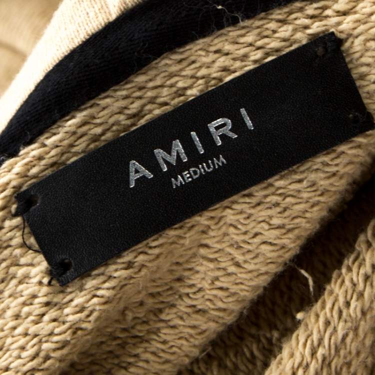 Pre Owned Amiri Beige Knit Raw Edged Detail Hooded Sweatshirt M