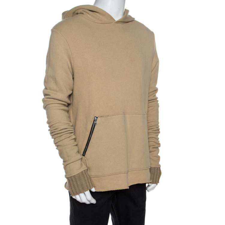 Pre Owned Amiri Beige Knit Raw Edged Detail Hooded Sweatshirt M