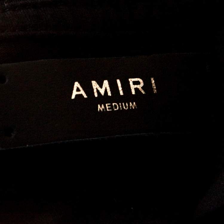 Pre Owned Amiri Black Distressed Cotton Shotgun T-Shirt M