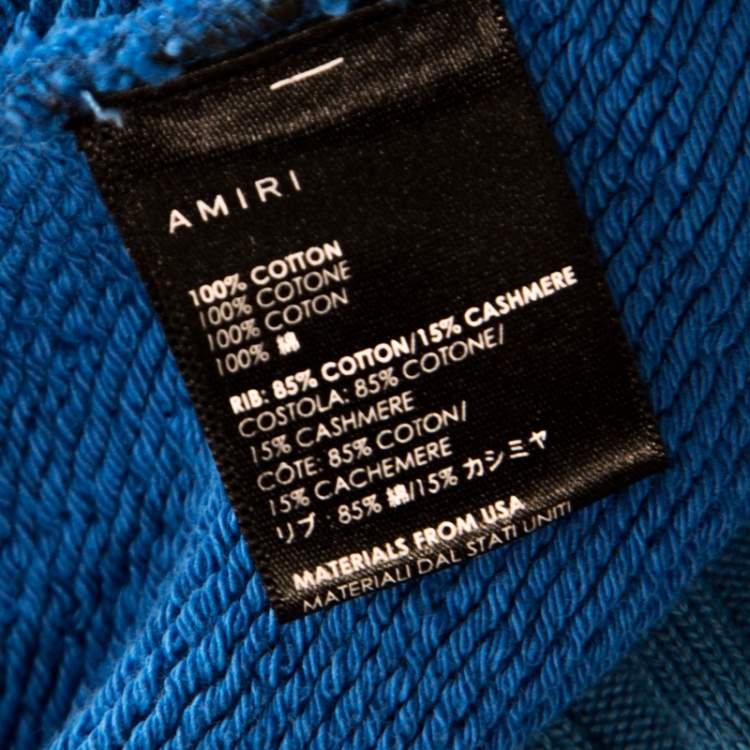 Pre Owned Amiri Blue Bone Print Cotton Hoodie L