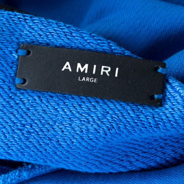 Pre Owned Amiri Blue Bone Print Cotton Hoodie L