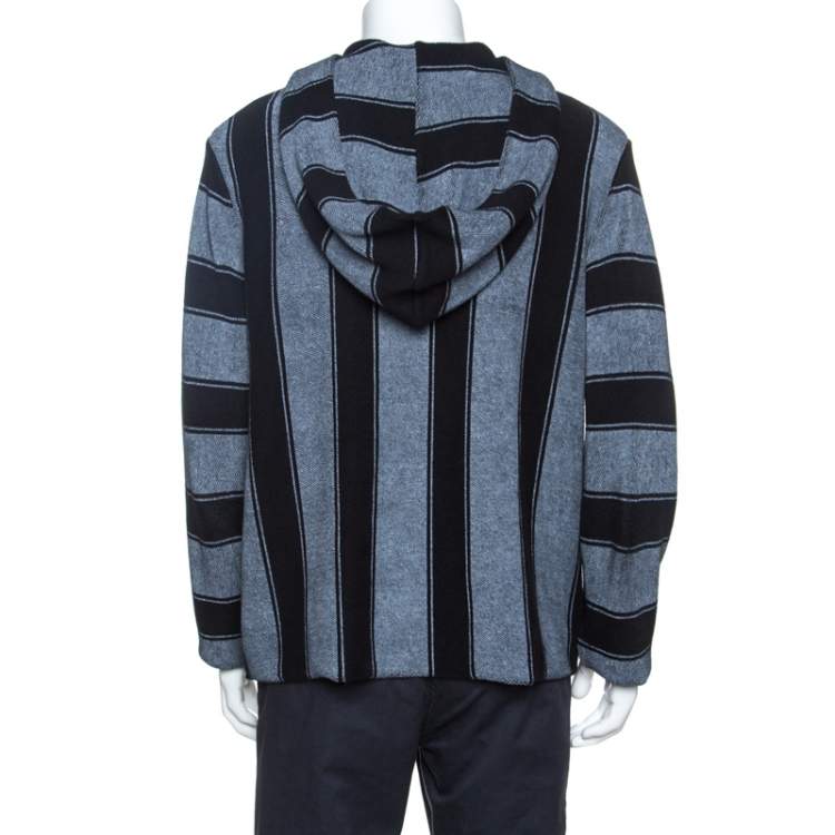 Pre Owned Amiri Bicolor Striped Terry Cotton Zip Front Baja Hoodie M