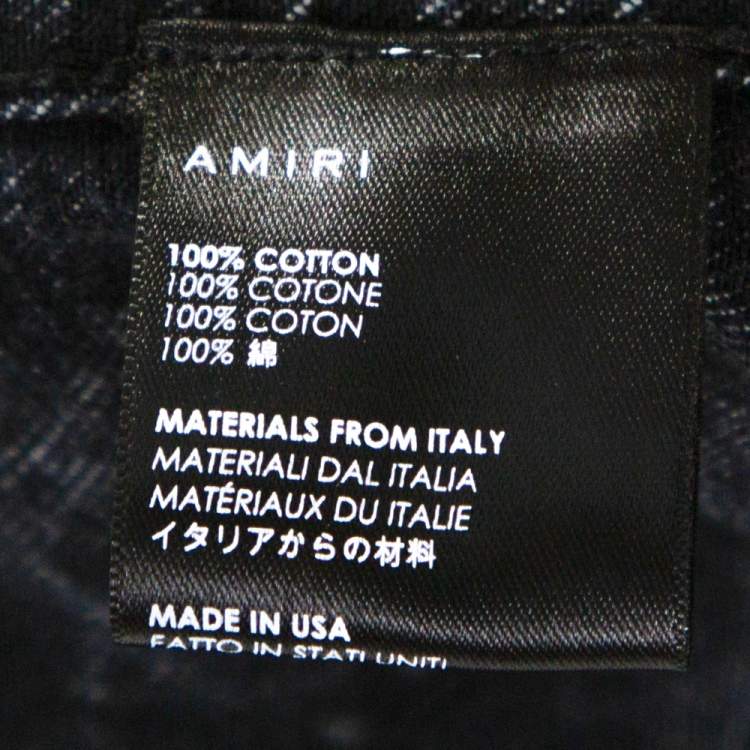 Pre Owned Amiri Black Acid Washed & Distressed Denim Stripe Detail Jacket S
